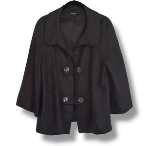 Searle Women’s Linen Oversized Blazer Jacket 3/4 Bell Sleeve Gray Size 10